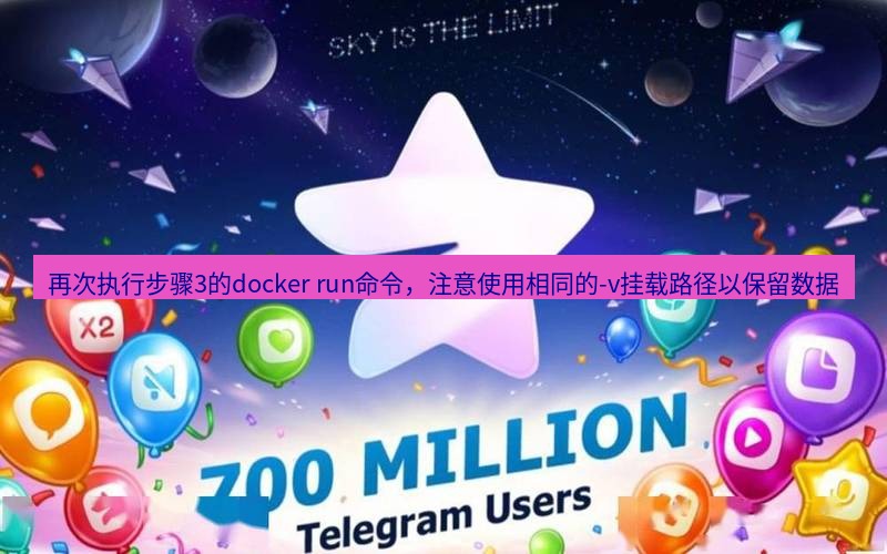 Telegram下载安装包 再次执行步骤3的docker run命令,注意使用相同的-v挂载路径以保留数据
